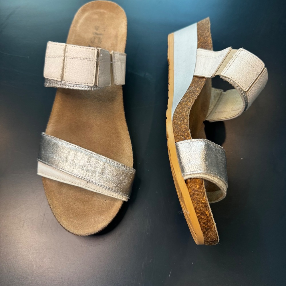 Naot Women 11 EU 42 Silver White Leather Wedge Slide Sandals Comfort L11 Israel - Picture 12 of 12